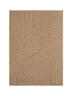 Teppich In-/Outdoor Jute-Optik Flachgewebe Grobe Linien Polypropylen