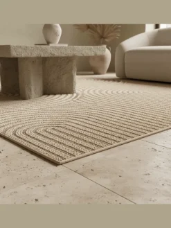 Teppich In-/Outdoor Jute-Optik Flachgewebe Grobe Linien Polypropylen