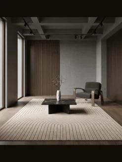 Teppich In-/Outdoor Kurzflor Skandi 3D-Design Polypropylen Balkon in Beige