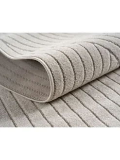 Teppich In-/Outdoor Kurzflor Skandi 3D-Design Polypropylen Balkon in Creme