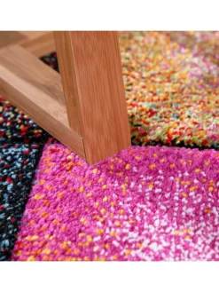 Teppich Kurzflor Karos Wohnzimmer schmutzabweisend in Mehrfarbig