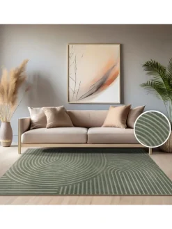 Teppich Kurzflor Struktur Wohnzimmer in Grün