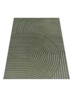 Teppich Kurzflor Struktur Wohnzimmer in Grün