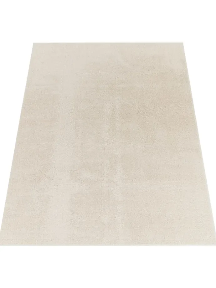 Teppich Kurzflor waschbar Unifarben Wohnzimmer in Creme