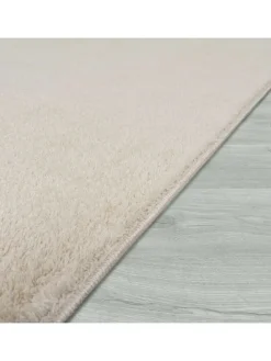 Teppich Kurzflor waschbar Unifarben Wohnzimmer in Creme