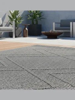 Teppich Outdoor Flachgewebe Boho-Muster Polypropylen Küche in Grau