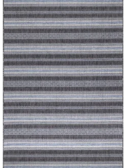 Teppich Outdoor Flachgewebe Vintage-Look Polypropylen Balkon in Schwarz