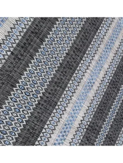 Teppich Outdoor Flachgewebe Vintage-Look Polypropylen Balkon in Schwarz