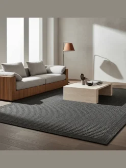 Teppich Outdoor Flachgewebe Uni-Farbe Polypropylen Balkon in Schwarz