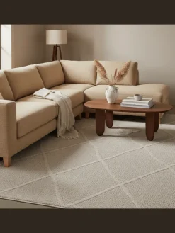 Teppich Outdoor Flachgewebe Boho-Muster Polypropylen Terrasse in Beige