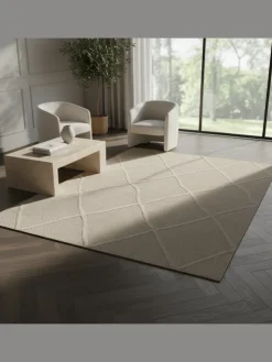 Teppich Outdoor Flachgewebe Boho-Muster Polypropylen Terrasse in Beige