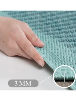 Teppich Outdoor Flachgewebe Uni-Farbe Polypropylen Balkon in Blau