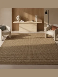 Teppich Outdoor Flachgewebe Uni-Farbe Polypropylen Balkon in Braun