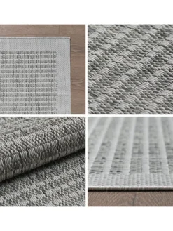 Teppich Outdoor Flachgewebe Uni-Farbe Polypropylen Balkon in Grau