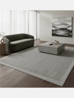 Teppich Outdoor Flachgewebe Uni-Farbe Polypropylen Balkon in Grau