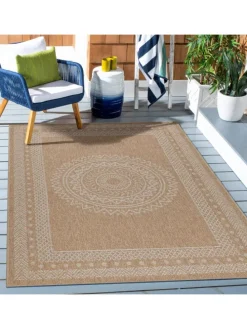 Teppich Outdoor Flachgewebe Vintage Polypropylen Terrasse in Beige