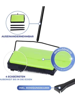 Teppichkehrer in Grün/ Schwarz - (B)28 x (H)105 x (T)19 cm