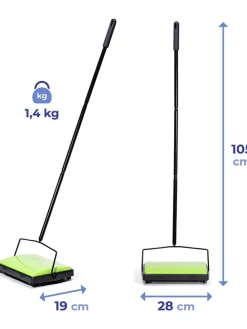 Teppichkehrer in Grün/ Schwarz - (B)28 x (H)105 x (T)19 cm