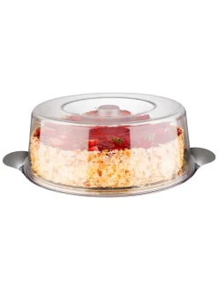 2tg. Set: Tortenplatte in Silber - (H)11 xØ 30 cm