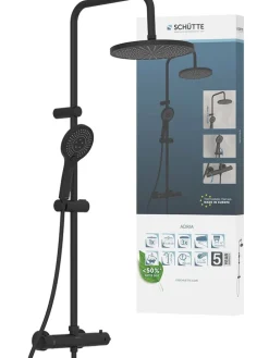 Thermostat-Überkopfbrause-Set ''Adria'' in Schwarz