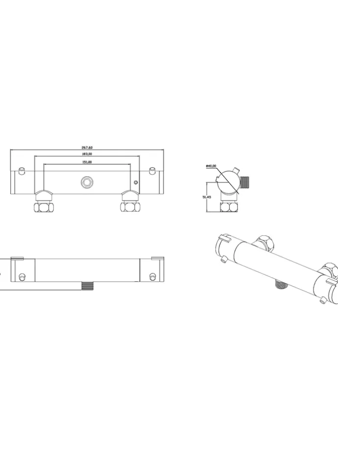 Thermostat-Duscharmatur "London" in Schwarz