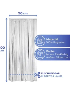 Thermo-Türvorhang in Schwarz/ Silber - (L)200 x (B)90 cm