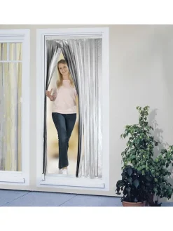 Thermo-Türvorhang in Schwarz/ Silber - (L)200 x (B)90 cm
