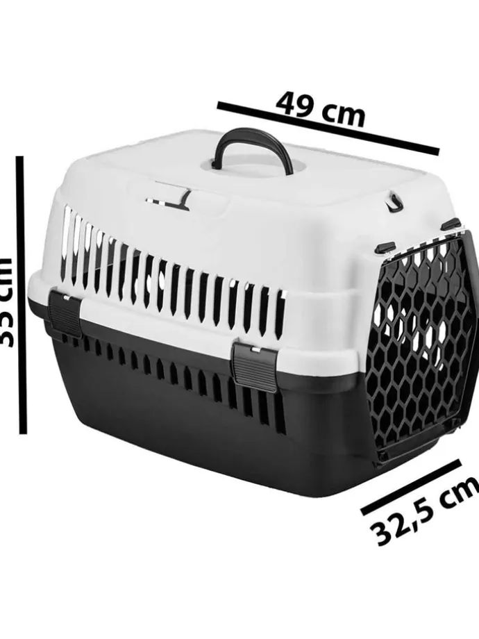 Tier-Transportbox in Schwarz/ Creme - (B)49 x (H)35 x (T)32,5 cm