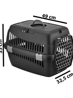 Tier-Transportbox in Schwarz - (B)49 x (H)35 x (T)32,5 cm