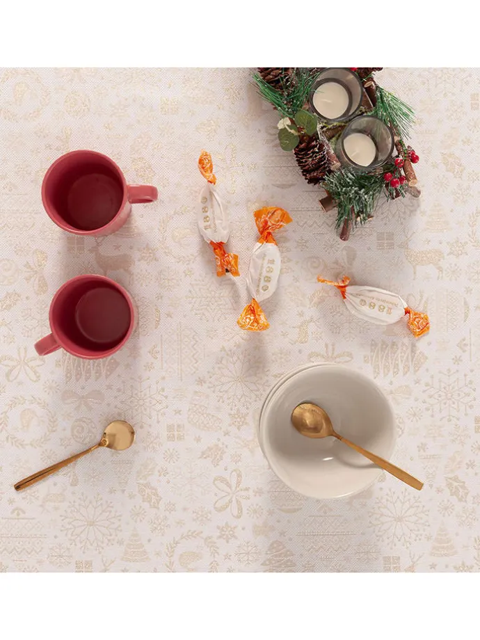 Tischdecke "Candy" in Creme/ Gold