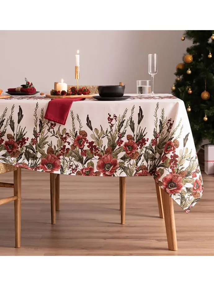 Tischdecke "Christmas Angelo" in Weiß/ Rot