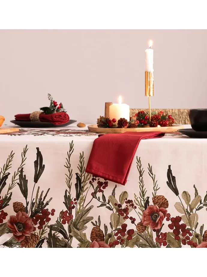 Tischdecke "Christmas Angelo" in Weiß/ Rot