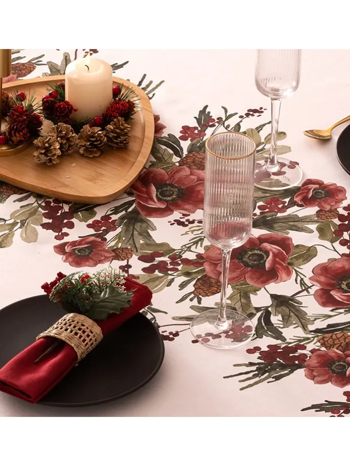 Tischdecke "Christmas Angelo" in Weiß/ Rot