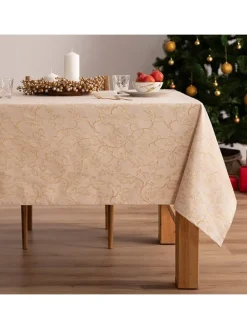 Tischdecke "Christmas Branches" in Creme/ Gold