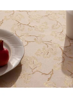 Tischdecke "Christmas Branches" in Creme/ Gold