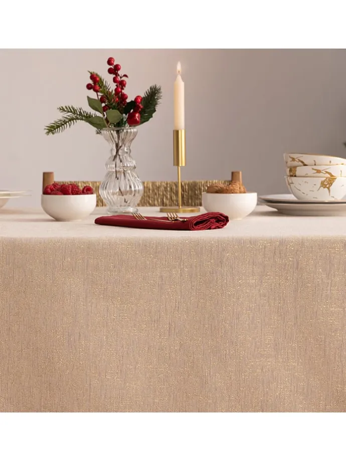 Tischdecke "Christmas Glit" in Creme/ Gold