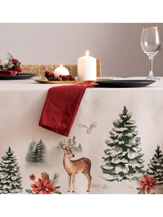 Tischdecke "Christmas Snowball" in Weiß/ Grün