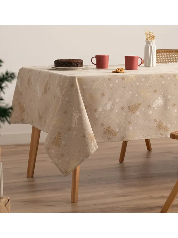 Tischdecke "Christree" in Beige/ Gold