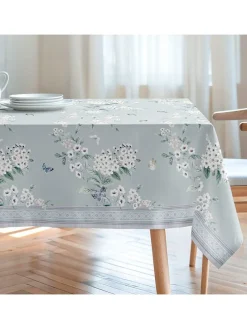 Tischdecke "Floral And Tropical Galan" in Türkis/ Weiß