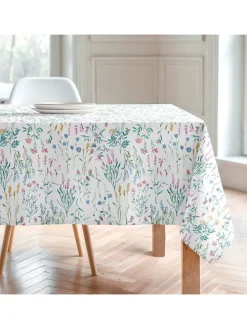 Tischdecke "Floral And Tropical Elinor" in Weiß/ Grün/ Blau