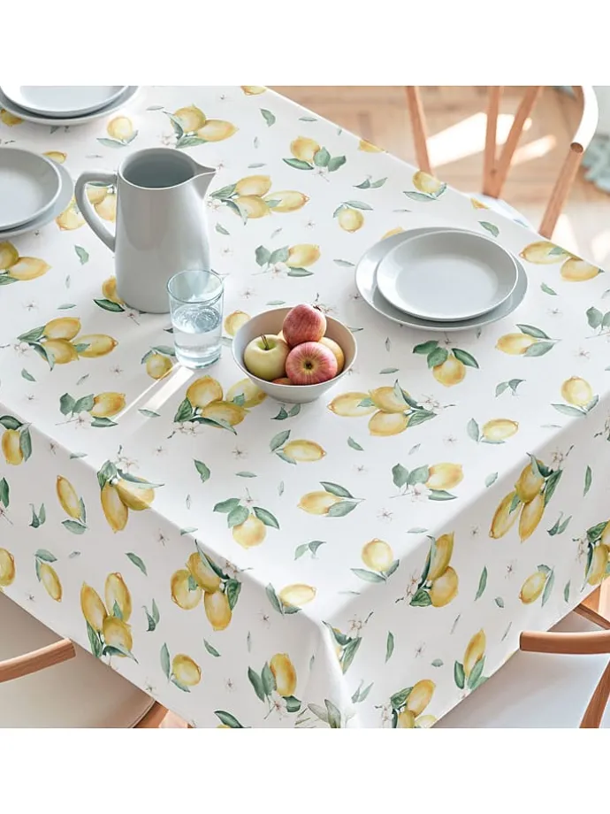 Tischdecke "Floral And Tropical Helios" in Weiß/ Gelb/ Grün