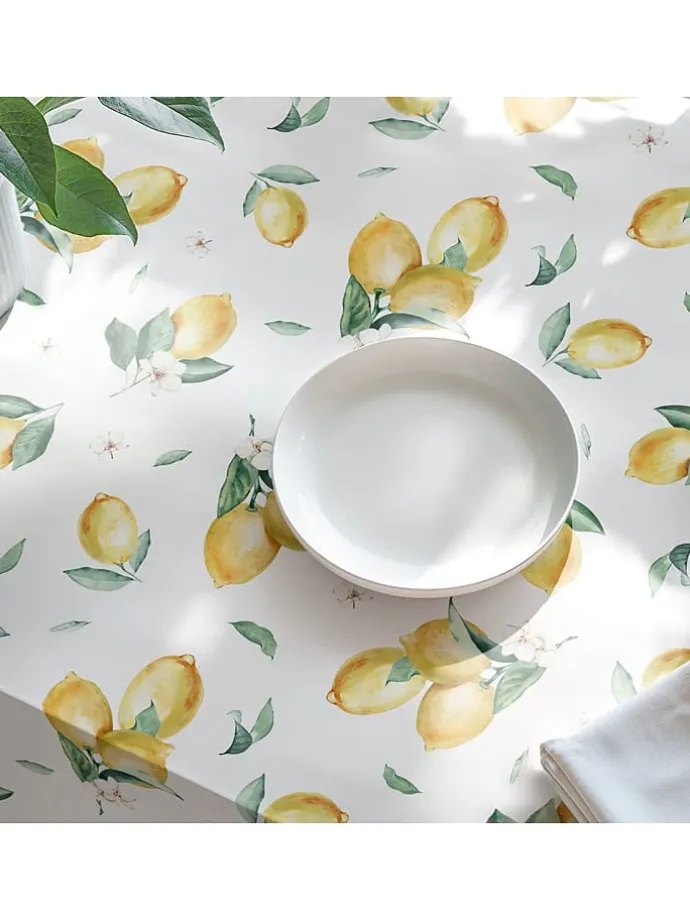 Tischdecke "Floral And Tropical Helios" in Weiß/ Gelb/ Grün