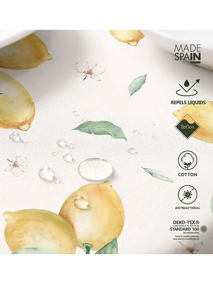 Tischdecke "Floral And Tropical Helios" in Weiß/ Gelb/ Grün