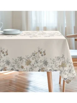 Tischdecke "Floral And Tropical Deva" in Creme/ Türkis