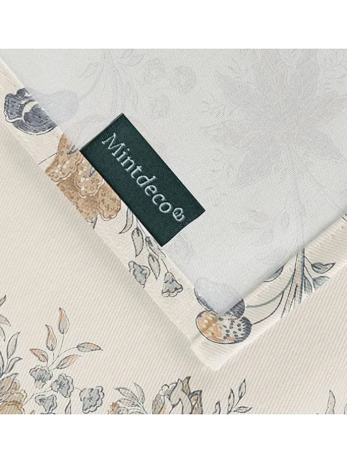 Tischdecke "Floral And Tropical Deva" in Creme/ Türkis