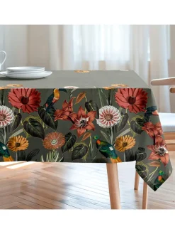 Tischdecke "Floral And Tropical Edna" in Grün/ Rosa/ Gelb