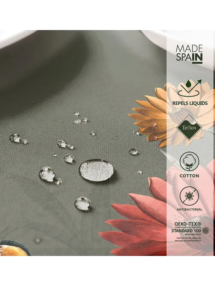 Tischdecke "Floral And Tropical Edna" in Grün/ Rosa/ Gelb