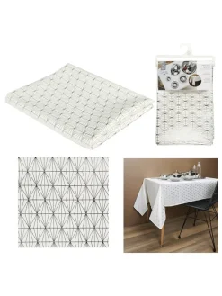 Tischdecke in Weiß/ Silber - (L)250 x (B)140 cm