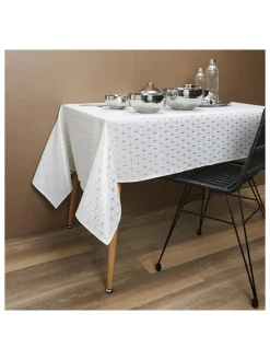 Tischdecke in Weiß/ Silber - (L)250 x (B)140 cm