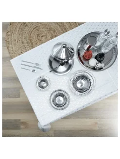 Tischdecke in Weiß/ Silber - (L)250 x (B)140 cm